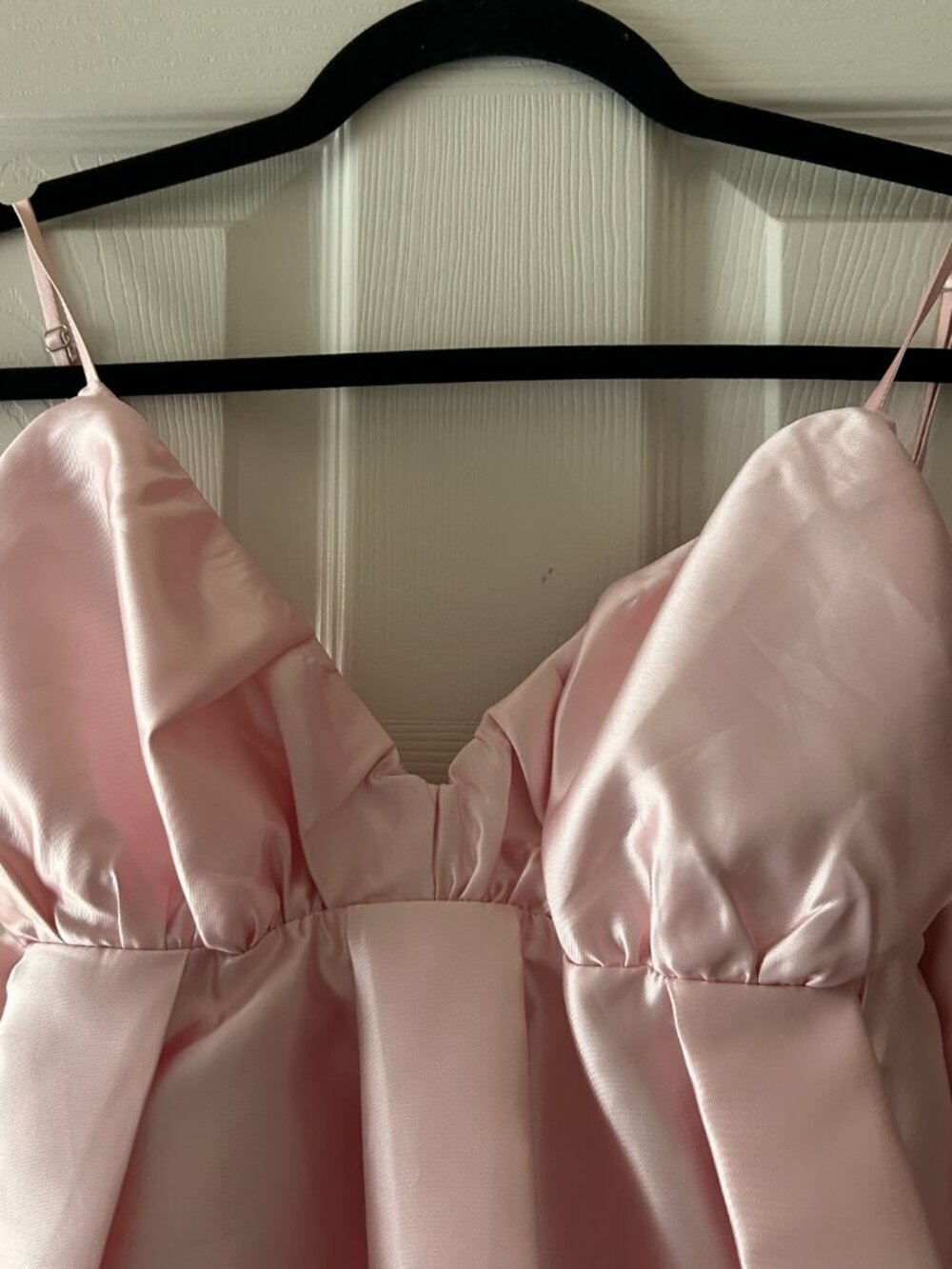 NWT Satin Bubble Hem Mini Dress Pink Pleated Babydoll Dress Size Medium NEW - Picture 11 of 16